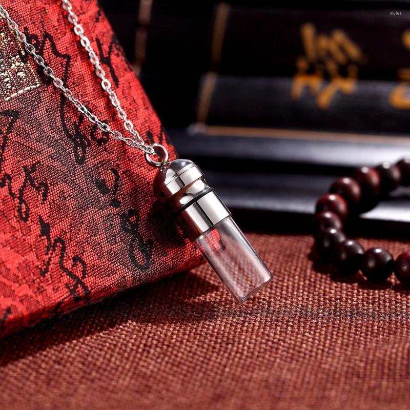

Pendant Necklaces 1PC Stainless Steel Vial Prayer Box Necklace Hollow Tube Keepsake Jewelry Ashes Cremation