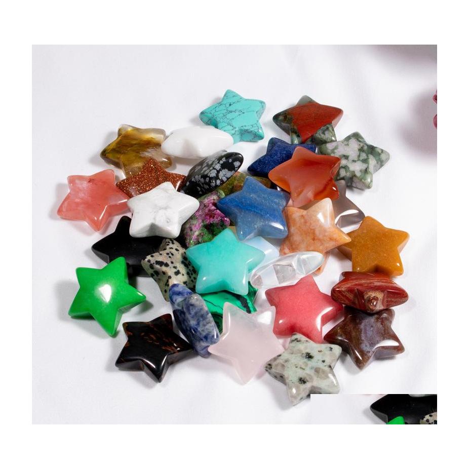 

Stone Pentagram Star Ornaments Natural Rose Quartz Turquoise Naked Stones Hearts Decoration Hand Play Handle Pieces Diy Neckl Vipjew Dhdlg