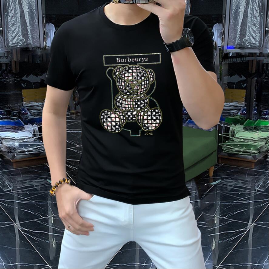 

2023 summer new Men's T-Shirts short-sleeved T-shirt Men's fashion men's European hot diamond T-shirt ice silk cotton half-sleeved shirt comfortable, W1