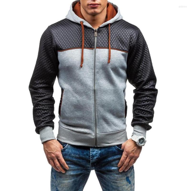 

Men' Hoodies 2023 Fashion Tracksuit Casual Solid Color Long Sleeve Sweatshirt Male Zipper Slim Plus Size Hoodie, Gray