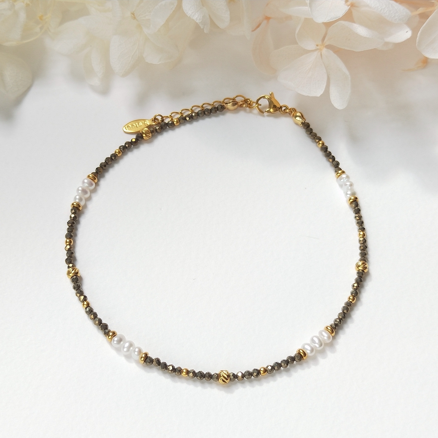 

Anklets Lii Ji Tiny Natural Pyrite 2mm Faceted Beaded With Freshwater Pearl Anklet Handmade Bohe Fashion Jewelry For Female 230216