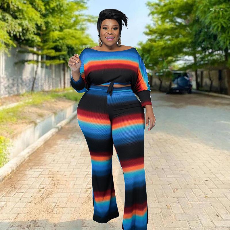 

Tracksuits 2 Piece Sets Womens Fall Fashion Long Sleeve Sexy Outfits Crop Top And Pants Ribbed Stretch Plus Size Set Wholesale Drop, Black