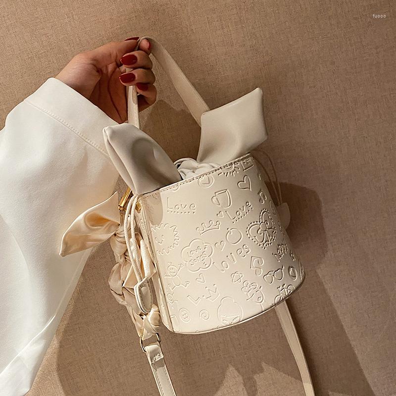 

Evening Bags Women's Shoulder Bag White Large Capacity Summer PU Leather Bucket Handbags Shopping Totes Small Female Purse, Black