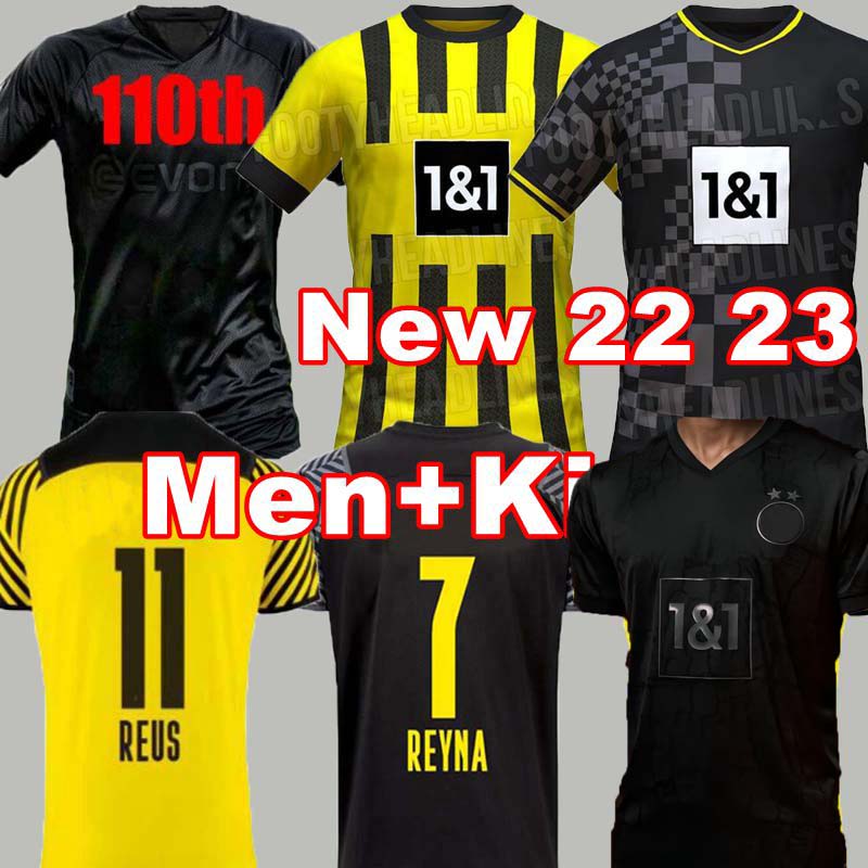 

22 23 REUS REYNA Soccer Jersey 2022 Home DORTMUND SCHULZ BRANDT BELLINGHAM SANCHO HALLER shirt HAZARD WITSEL MALEN KIDS KIT football uniforms, 22-23 all-black