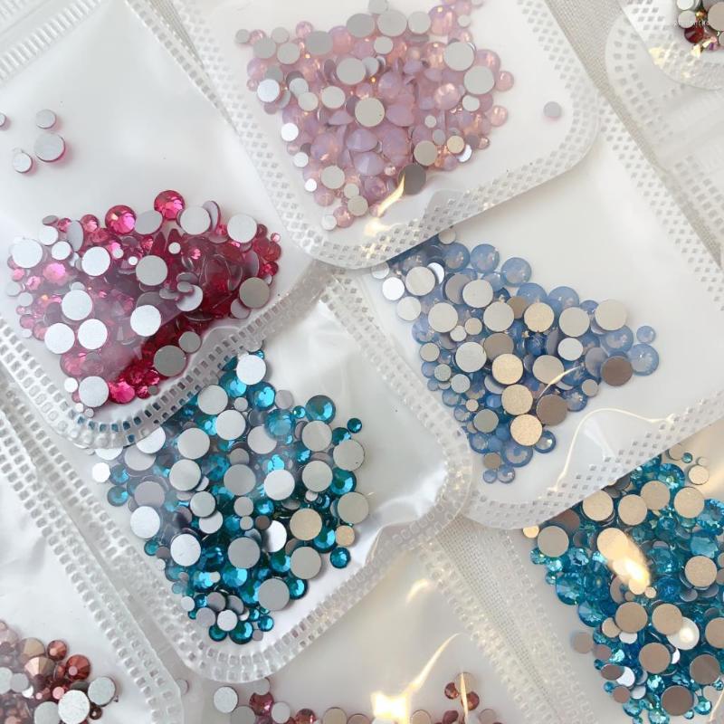 

Nail Art Decorations 300pcs Mixed Size Ss4-ss20 Blue/Green/Pink/White Opal 3D Crystal Nails Rhinestone Flatback Glass Decoration