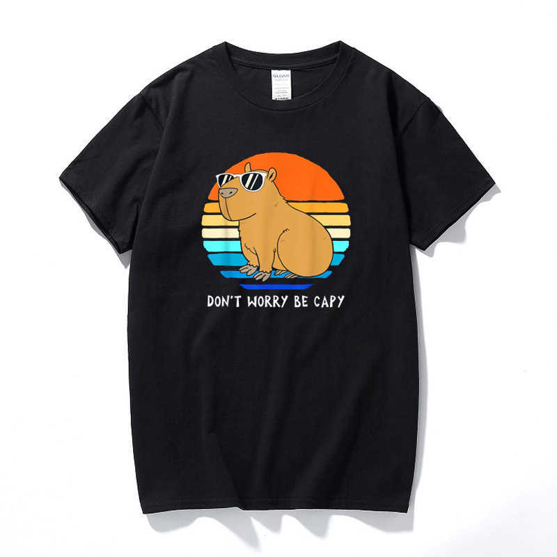 

Men' T-Shirts Retro Rodent Funny Capybara Dont Be Worry Be Capy T-Shirts Funko pop Graphic T Shirts for Men Streetwear Casual Cotton Tshirt L230217, Navy blue