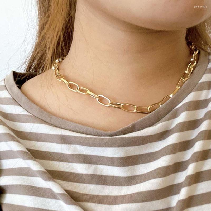 

Choker Minimalist Solid Color Link Chain Necklace Punk Handsome Thick Metal Bracelets Simple All-match Unisex Fashion Jewelry