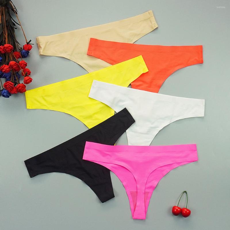 

Women' Panties -4XL Plus Size Women' Seamless Sexy Thong Ice Silk Female Tanga Brethable Soft Low Waist Comfort G String, Beige