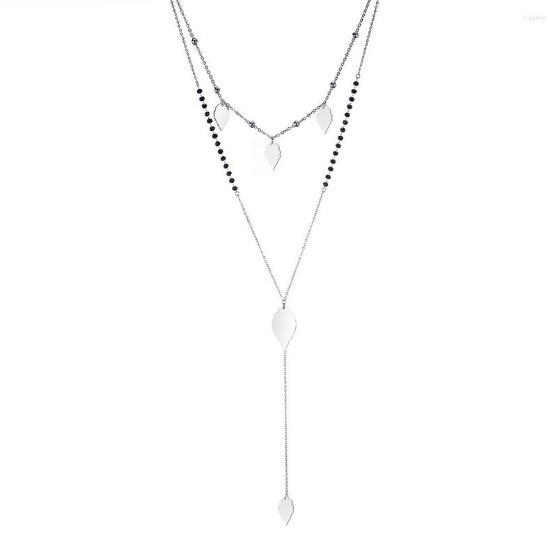 

Choker Stainless Steel 2 Layered Necklace For Women Bohemian Jewelry Gift 2023 Leaf Love Heart Chokers Fashion Accessories