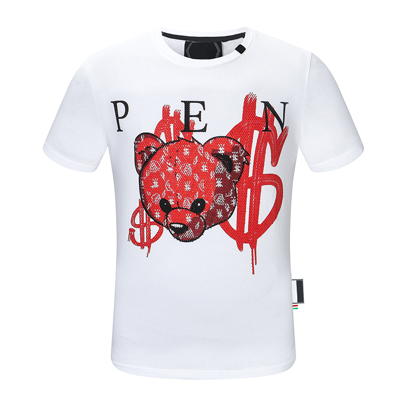 

Phillip Plain Fashion Mens Designer T Shirt High Quality Letter Print Short Sleeve Round Neck Cotton Tees Size M-XXXL, 5 #