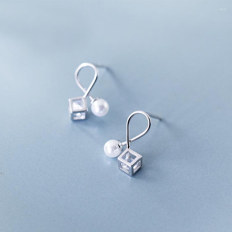 

Stud Earrings MloveAcc 925 Sterling Real Silver Fashion Women Studs Cubic Shell Pearl Jewelry