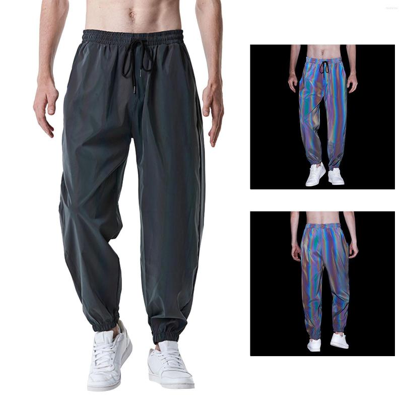 

Men' Pants Mens Fashion Casual Loose Hip Hop Fluorescent Leggings For Youth Night Sports Jogging Big, Grey