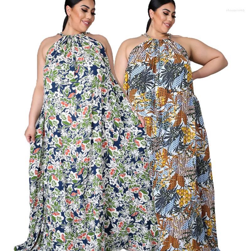 

Plus Size Dresses Beach Dress Floral Summer Women's Maxi Halter Backless Loungewear Loose Long Wholesale Drop