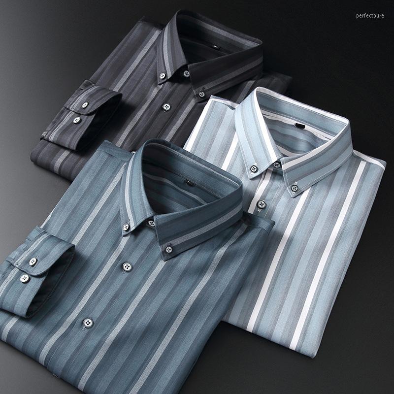 

Men's Casual Shirts Bamboo Fiber Spring Long-sleeve Shirt Male Senior Sense Business Slim Print Mens Fit Men Clothing, 2621-3