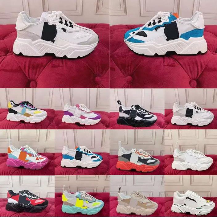 

With Box Men's and women's brand platform casual shoes designer bag Dolces & Gabbanas DG Daymaster stitching material women's super soft rubber sole sneakers35-4, Pink