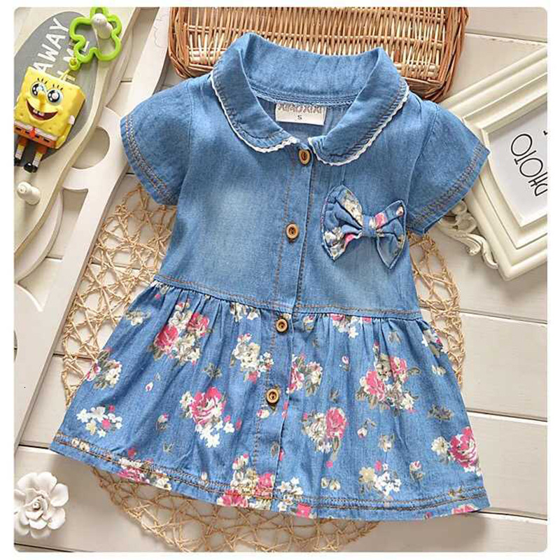 

Girls Dresses IENENS Kids Baby Cute Dress Clothes Infant Toddler Girl Cotton Childrens Wears Denim Clothing Skirt 1 2 3 Years 230217, Blue