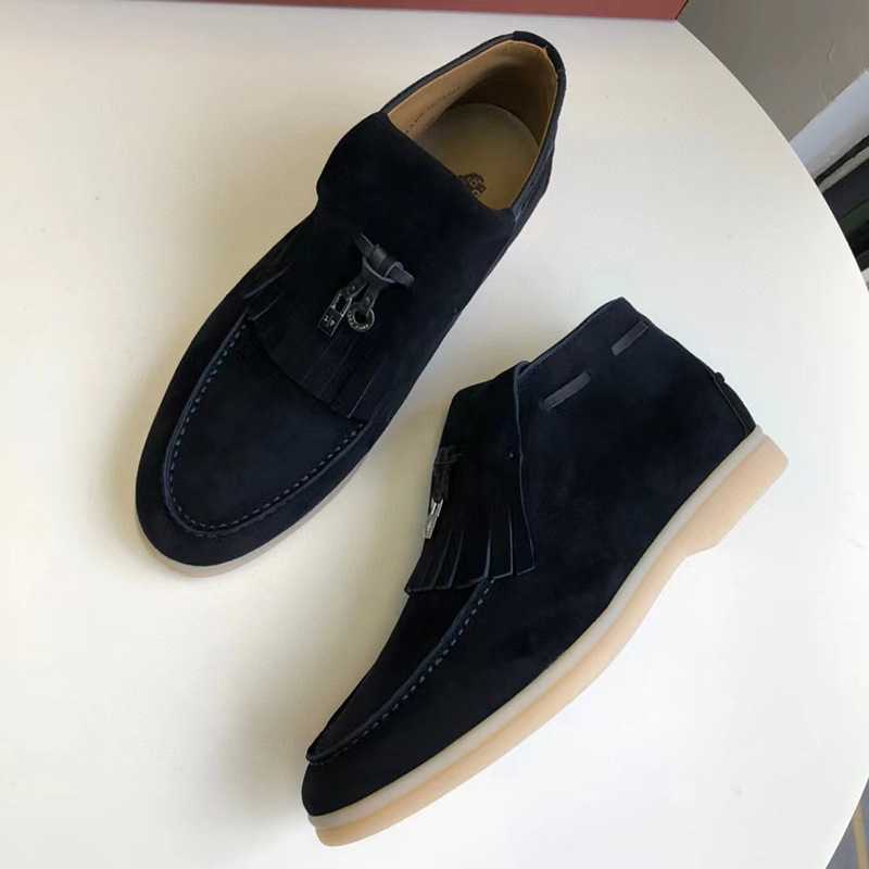 

Italy Designer Shoes Loropiana Pure Original Minority High-top Shoes for Women in Autumn 2023 Lp Lefu Shoes Casual Single Shoes with Soft So, Black