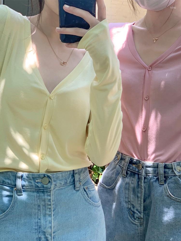 

Women's Blouses 4Colors Slim V Neck Blouse Women's Clothing 2023 Spring Autumn Pullovers All-match Office Lady Shirt Cardigans (X2480, Blue