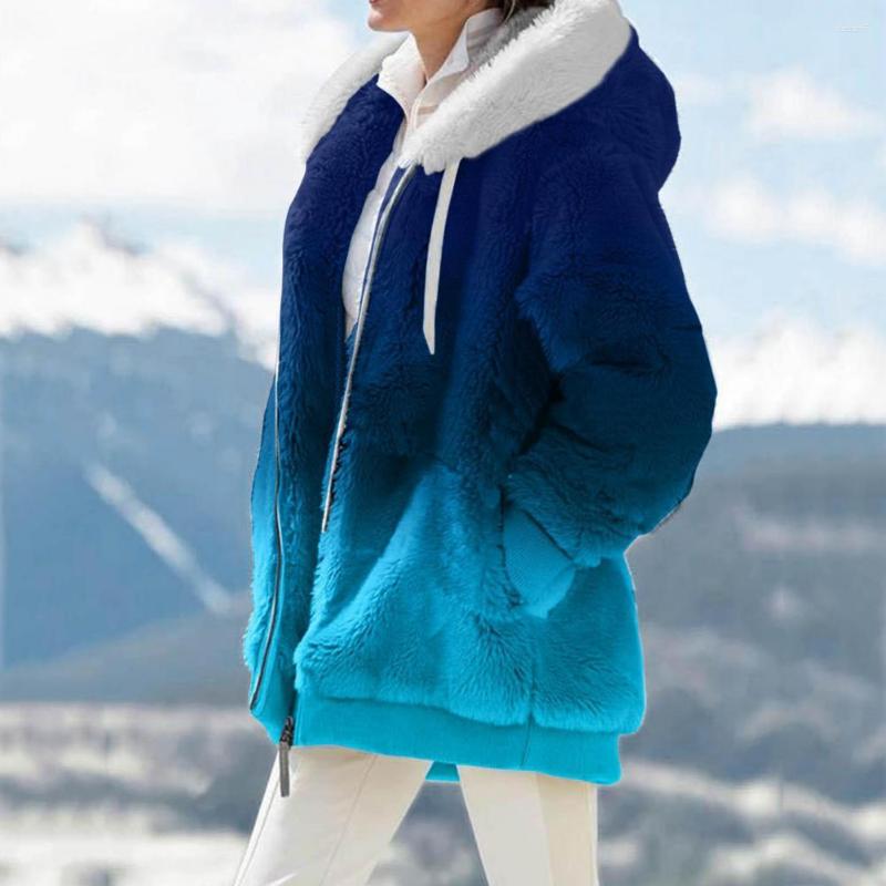 

Women's Jackets Winter Outdoor Coat Gradient Contrast Colors, Dark blue