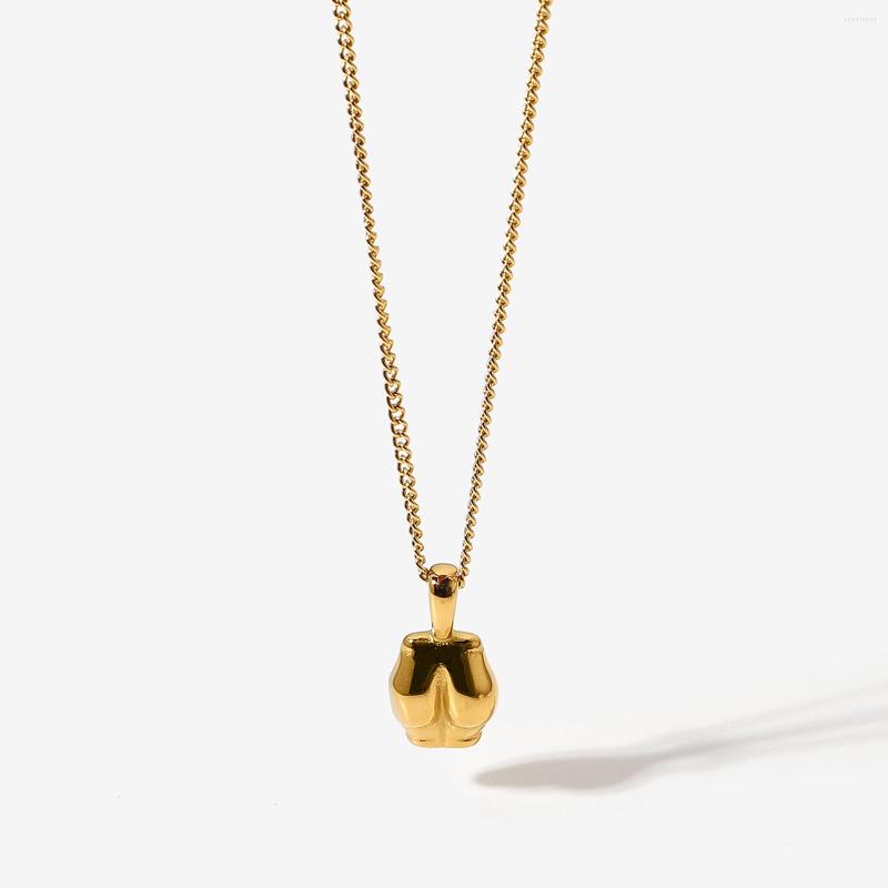 

Pendant Necklaces 18K Gold Plated Stainless Steel Peach Hip Necklace For Women Creative Sports Yoga Choker Jewelry Gifts