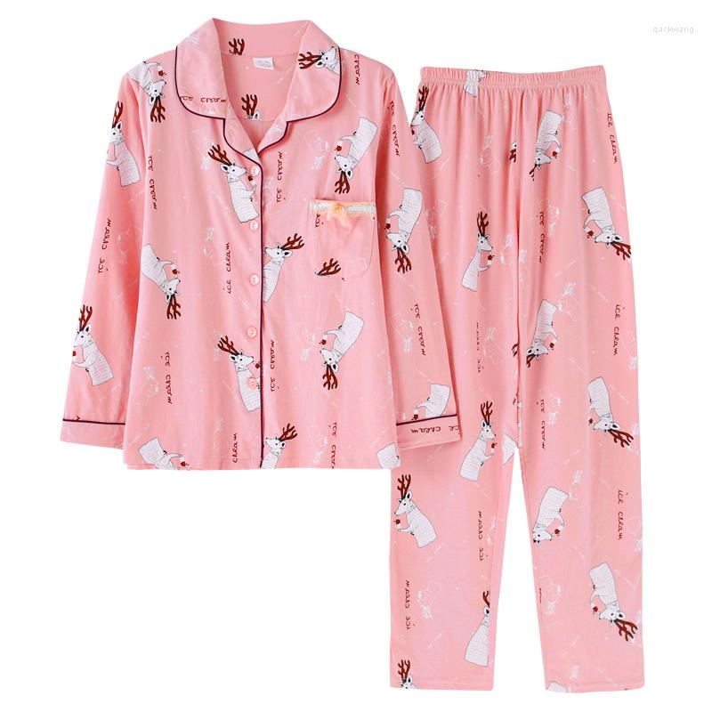 

Women's Sleepwear Women Pajamas Autumn Knitted Cotton Pijama Mujer Long Sleeve Cartoon Cardigan -3XL Girls Lounge Homewear Clothing, Rlm402a