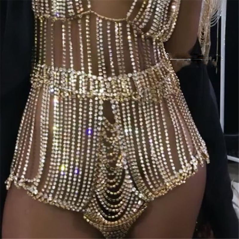 

Anklets Adjustable Luxury Exaggerate Glitter Long Tassel Skirt Belt Women Sexy Crystal Diamonds Night Club Body Chain Jewelry 230216