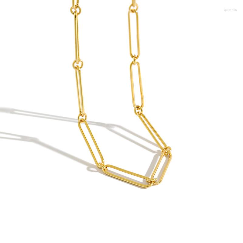 

Choker Paperclip Necklace 925 Sterling Silver Gold Plated Oval Link Chain For Women