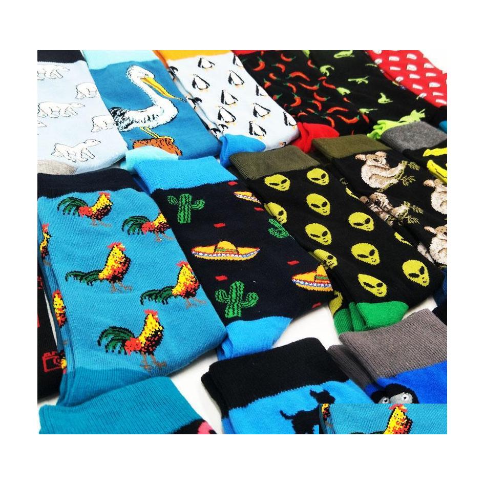 

Men'S Socks Mens Fashion Cool Food Animal Alien Hip Hop Crew Funny Street Happy Men Harajuku Divertidos Skateboard Chaussette Drop D Dh8Rm