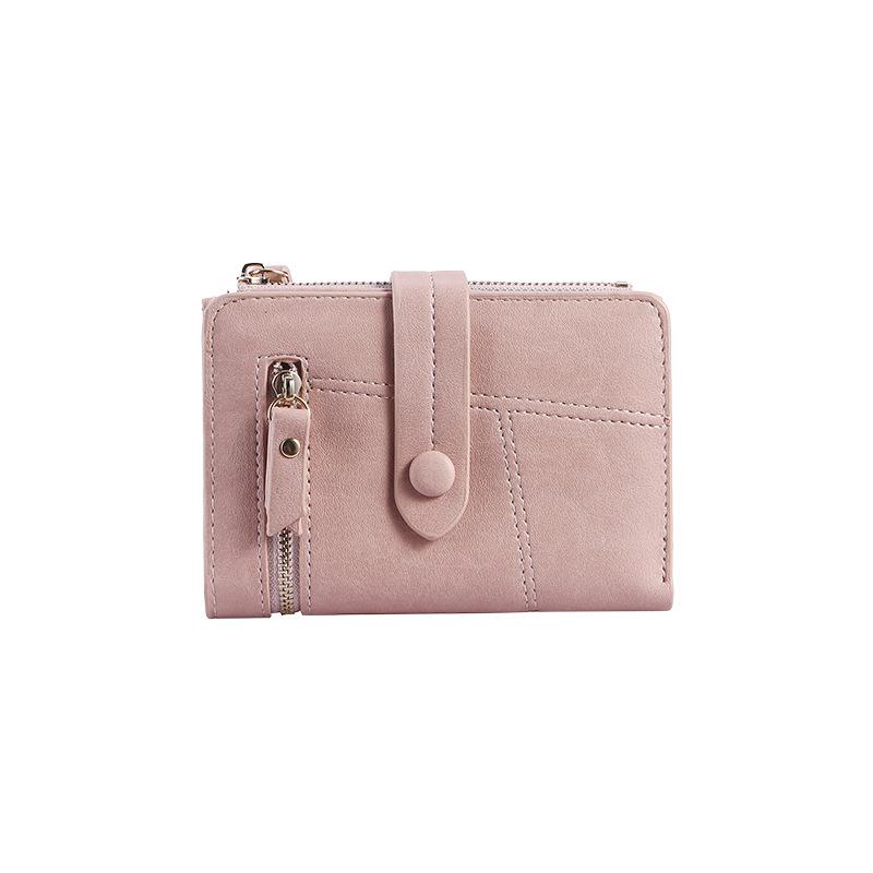 

Wallets Korean Style Short Leather Wallet Small For Women Fresh Solid Ladies Purse Foldable Purses Coins And Cards, Black