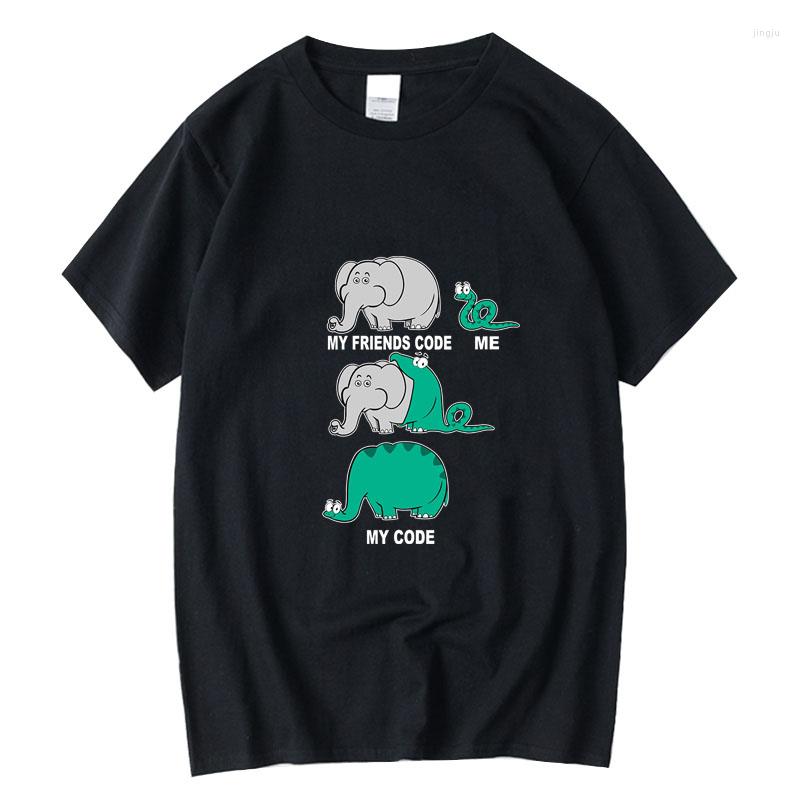 

Men's T Shirts XINYI Men's T-shirt Top Quality Cotton Funny Snake Swallowing Elephant Print Cool Tshirt Short Sleeve Male Tees, Black-2018811