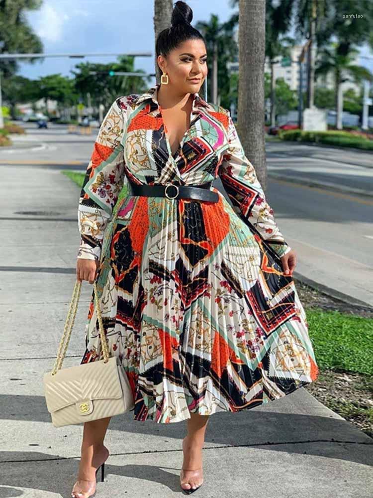 

Plus Size Dresses Elegant Ladies Long Sleeve Polo Shirt Dress With Leather Sash Pleated Wholesale Bulk Drop, Black