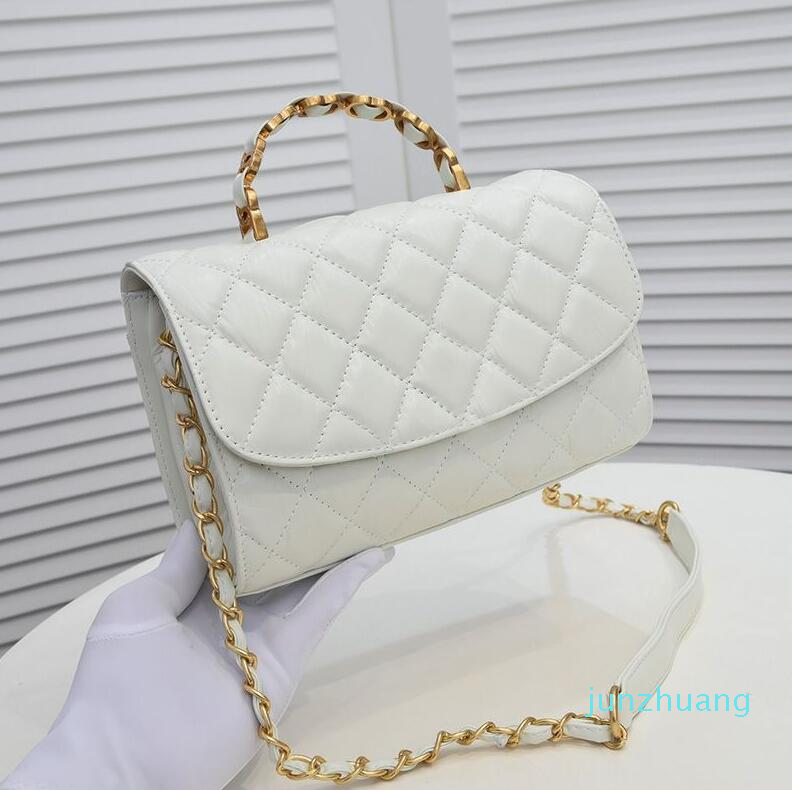 

Classic Mini Flap Top Handle Tote Bags Quilted Gold Hardware Matelasse Chain Crossbody 15133 Large Capacity Multi Pochette Luxury Designer Handbags 23CM, Pink