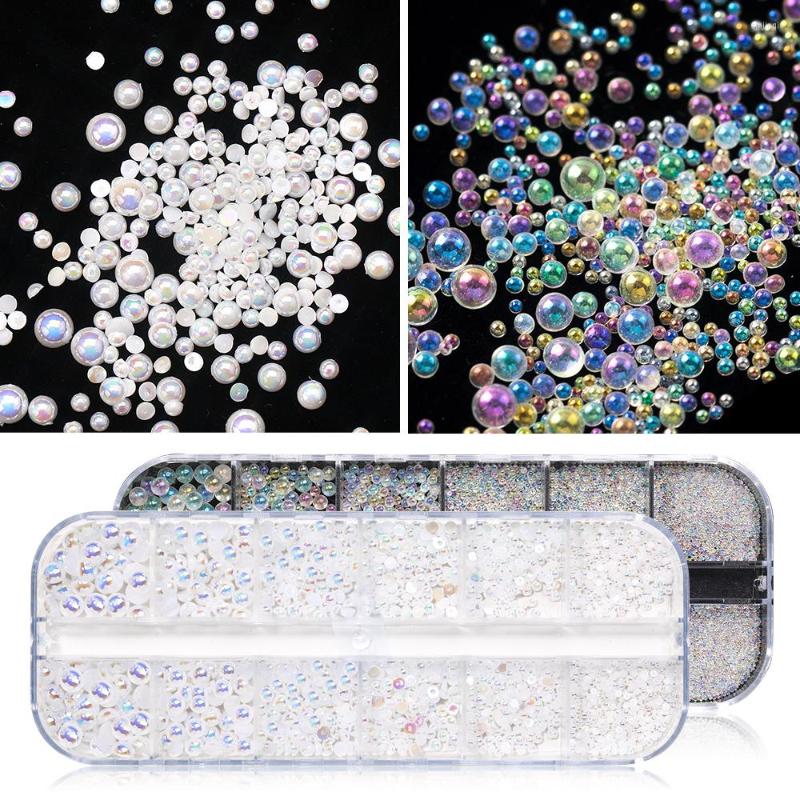 

Nail Art Decorations 6 Sizes Caviar Bead Stainless Steel Flat Pearl DIY Crystals Rhinestones Studs UV Gel Polish