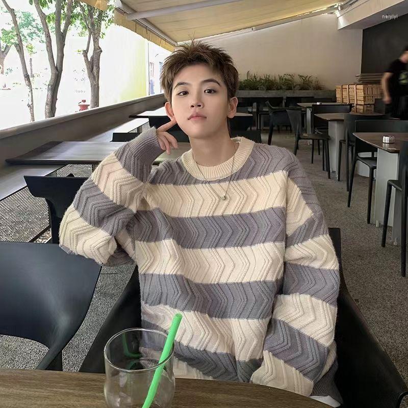 

Men' Sweaters Autumn And Winter Men' Thick Round Neck Sweater Print Fashion Casual Warm Knitting Pullover Male Brand Clothes E677, 02