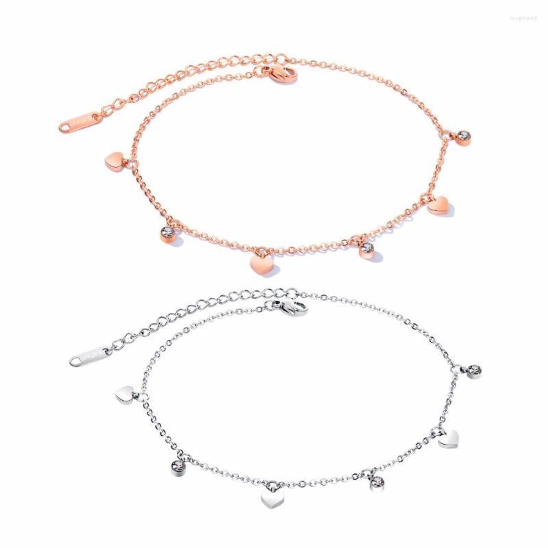 

Anklets Delicate Tiny Crystal And Heart In Stainless Steel Dainty Anklet Bridesmaid Gift Summer Beach Jewelry