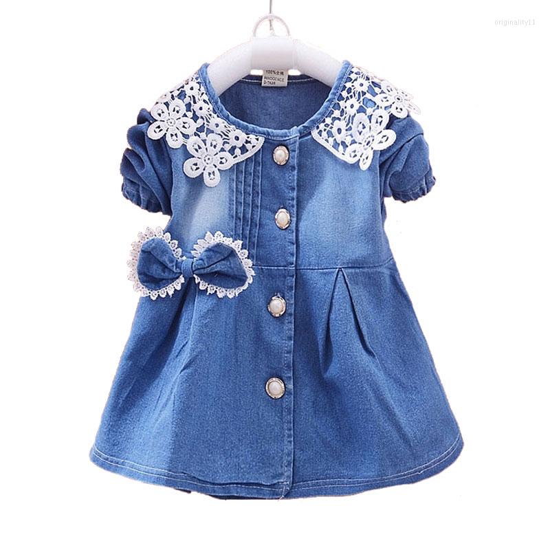 

Girl Dresses Spring Autumn Cowboy Dress For Born Baby Lace Bow Children's Outerwear Casual Girls Clothes Infant Clothing 2023, Denim girls dress