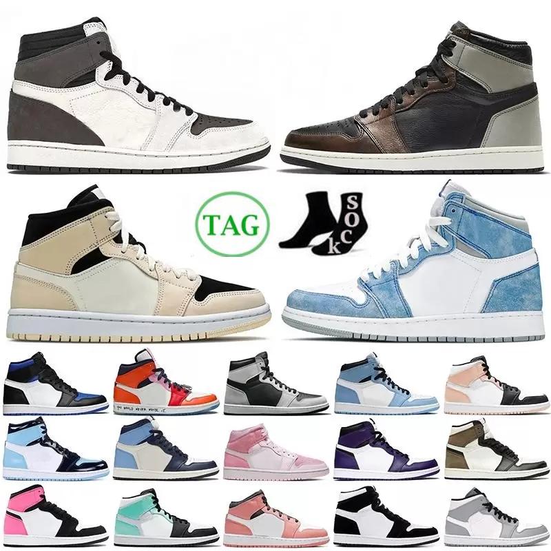 

High Quality Jumpman 1 1s Basketball Shoes Sneakers Light Smoke Obsidian Grey Silver Toe University Blue Retroes Paint Drip Men Women Trainers Sports 36-47, 31