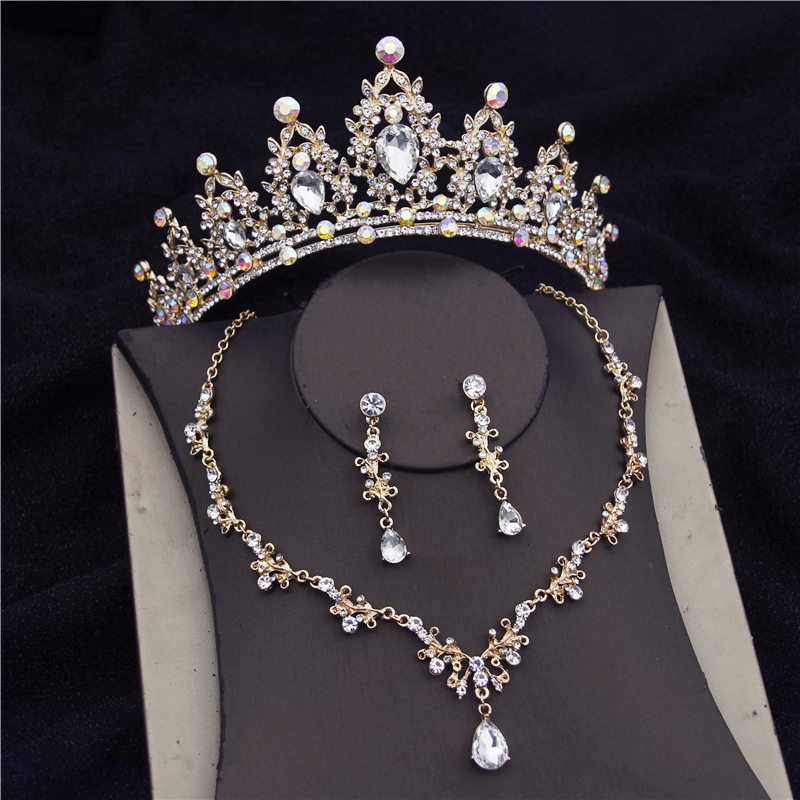 

Wedding Jewelry Sets High Quality Fashion Crystal Bridal Women Bride Tiara Crowns Earring Necklace Accessories 230216