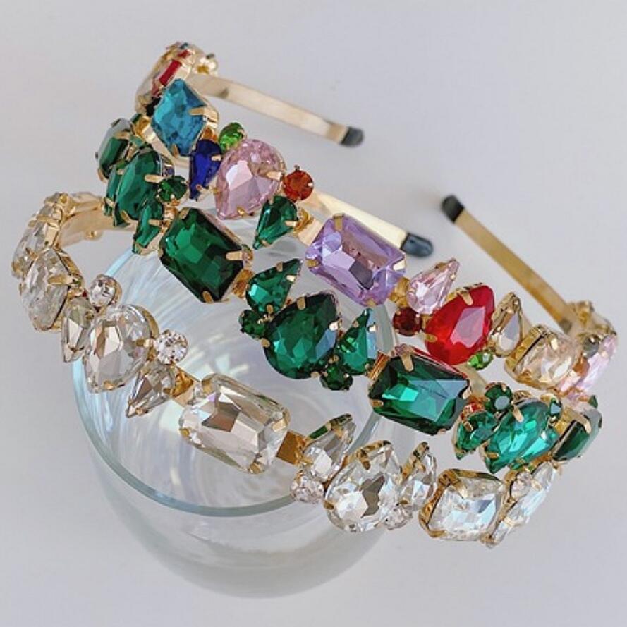

Full Crystal Rhinestone Bezel Baroque Headbands Luxury Silver Crystal Hairband Sparkly For Fashion Women Hair Accessories