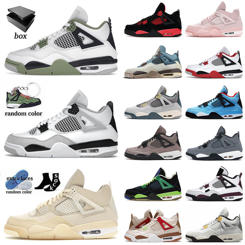 

4 4s IV Top Jumpman Mens Basketball Shoes J4 Seafoam Military Black Off Sail Photon Dust Thunder Infrared Kaws Grey Men Women Jorden Trainers Sneakers 36-47, A5 40-47