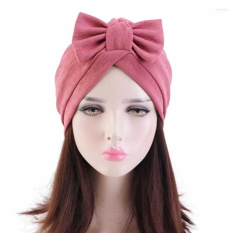 

Ethnic Clothing Muslim Women Elastic Bowknot Ruffle Turban Hat Bonnet Chemo Beanies Cap Bandanas Headwear Headwrap Cancer Hair Loss
