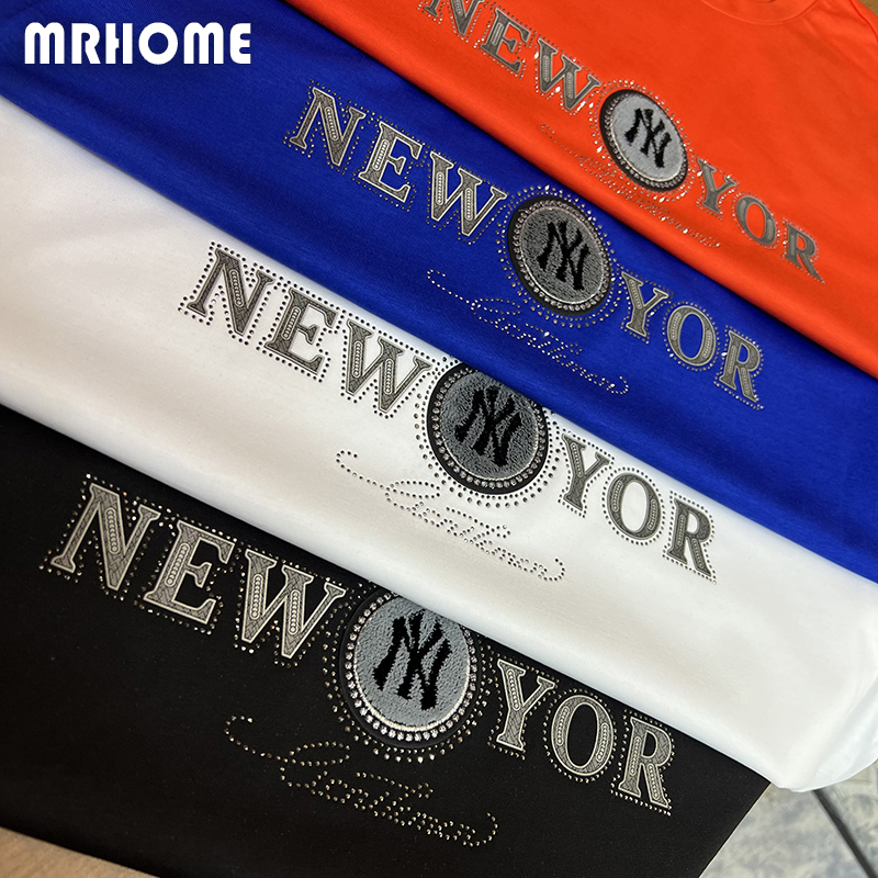 

Men's T-Shirts Summer New Short Sleeve T-shirt Badge Letter Top Round Neck Tees Fashion Slim Daily Wear Fashion Luxury Man Clothing Large Size M-7XL, Orange