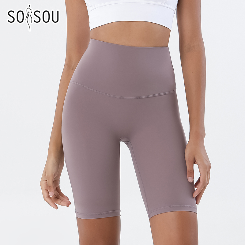 

Women's Shorts SOISOU Tight Gym Yoga High Waist No Embarrassment Line Fitness Pants Cycling 24 Colors 230216, Sea rock