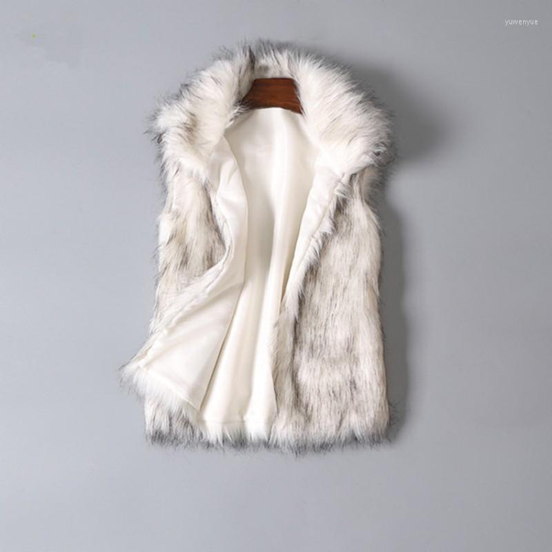

Women' Fur Autumn And Winter Vest Imitation In The Long Stand Collar Artificial Coat Clip, Black
