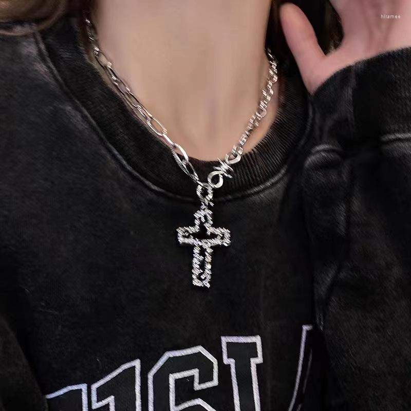 

Choker Punk Cool Black Cross Necklace For Women Men Asymmetric Chain Luxury Collarbone Goth Accessories