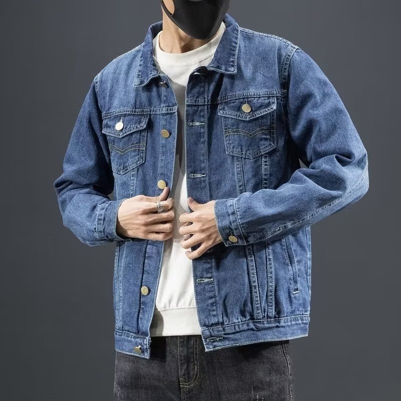 

Spring and autumn men's denim jacket Korean version slim and handsome casual top autumn and winter jacket clothing trend men's wear, White