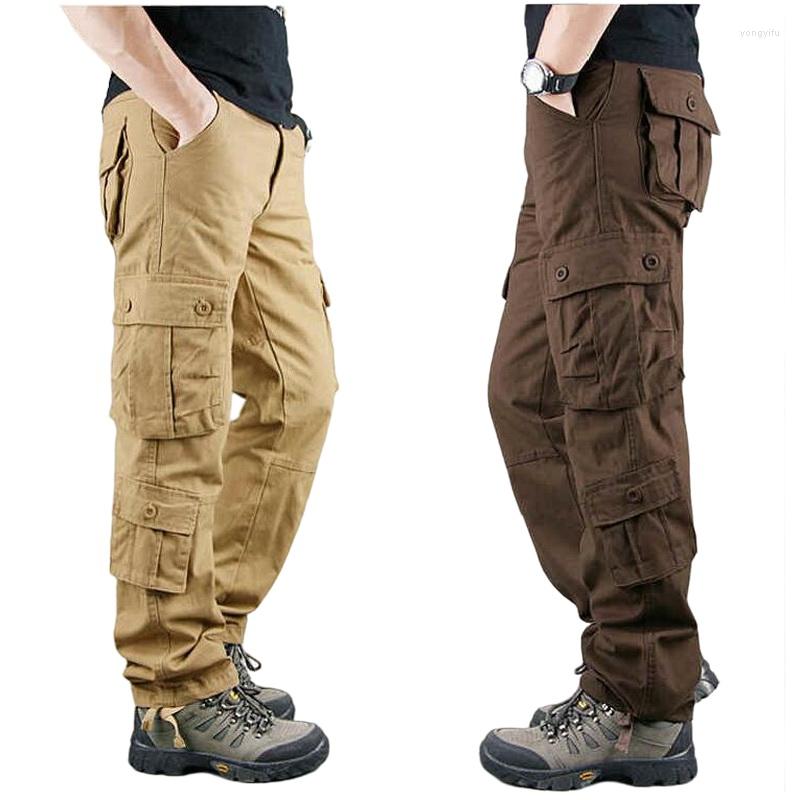 

Men's Pants Multi Pockets Men Cargo Military Track Tactical Sweatpants Straight Trouser Multifunction Pant, Black