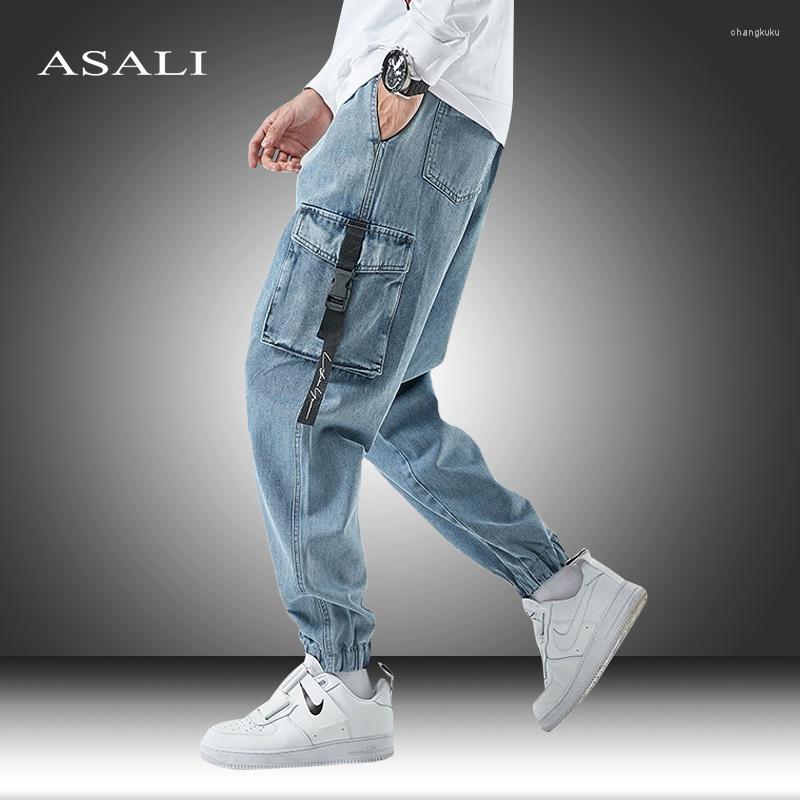 

Men's Jeans Men Joggers Cargo Denim Pants Japanese Style Streetwear Baggy Male Ankle Harajuku Casual Hip Hop Jean Fashion Trousers, Jyf2093black
