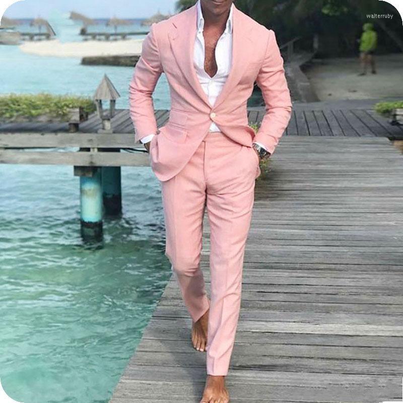 

Men's Suits High Quality One Button Pink Groom Tuxedos Notch Lapel Groomsmen Men Blazers (Jacket Pants Tie) NO:451, Same as image