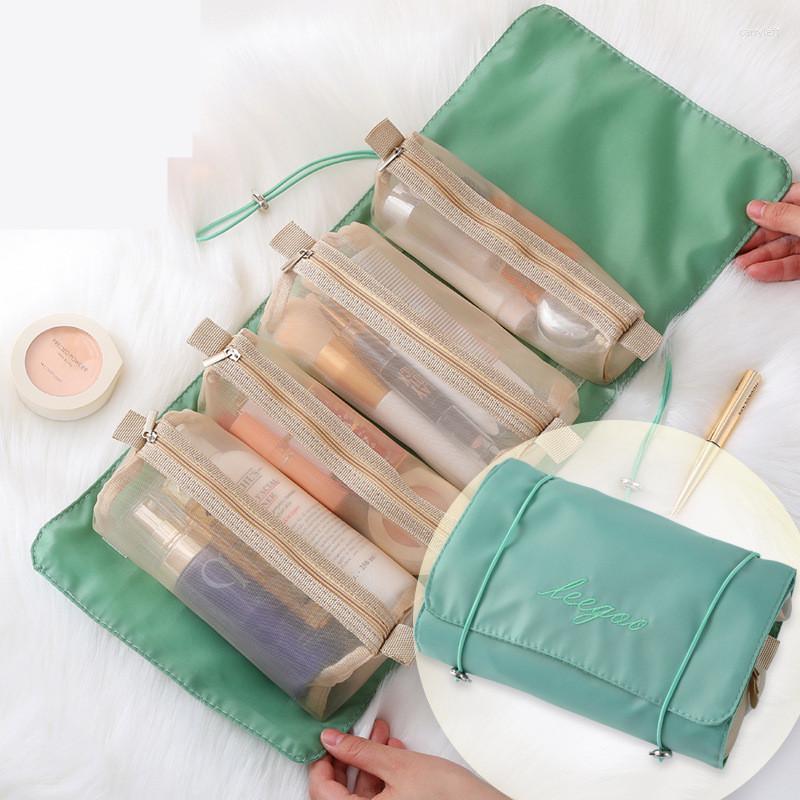 

Cosmetic Bags Women Wash Bag Toiletry Make Up Organizer Female Travel Simple Storage Beautician Folding Makeup Pouch Zipper, Black